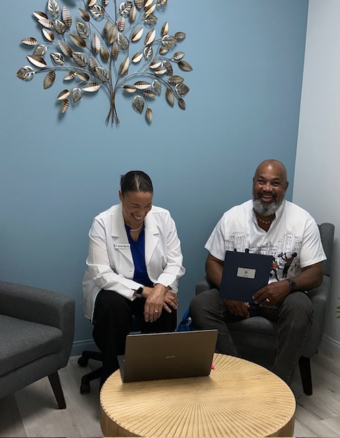 Dr. Talley reviewing results with a patient in her North Las Vegas office